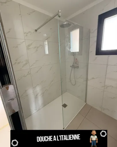 Création d'une salle de bain et d'un WC à Bastia, Biguglia, CINQUINI & CO